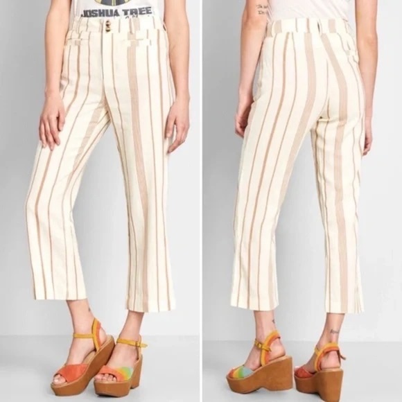 NWT Modcloth New Opportunities Capri Flare Crop Linen Pants, size 8 - Picture 1 of 16
